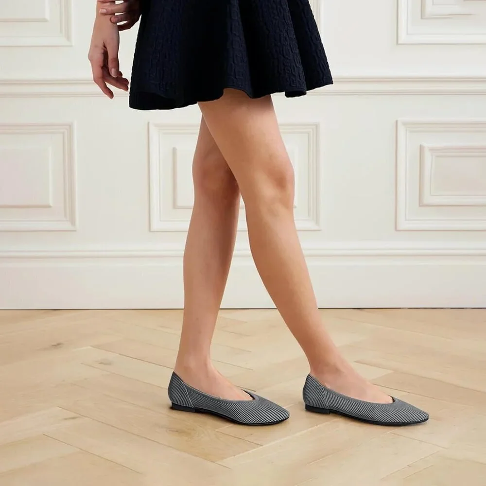 Women's Flats Shoes Pointed Toe Ballet Comfortable Dressy Slip On Flat Grey